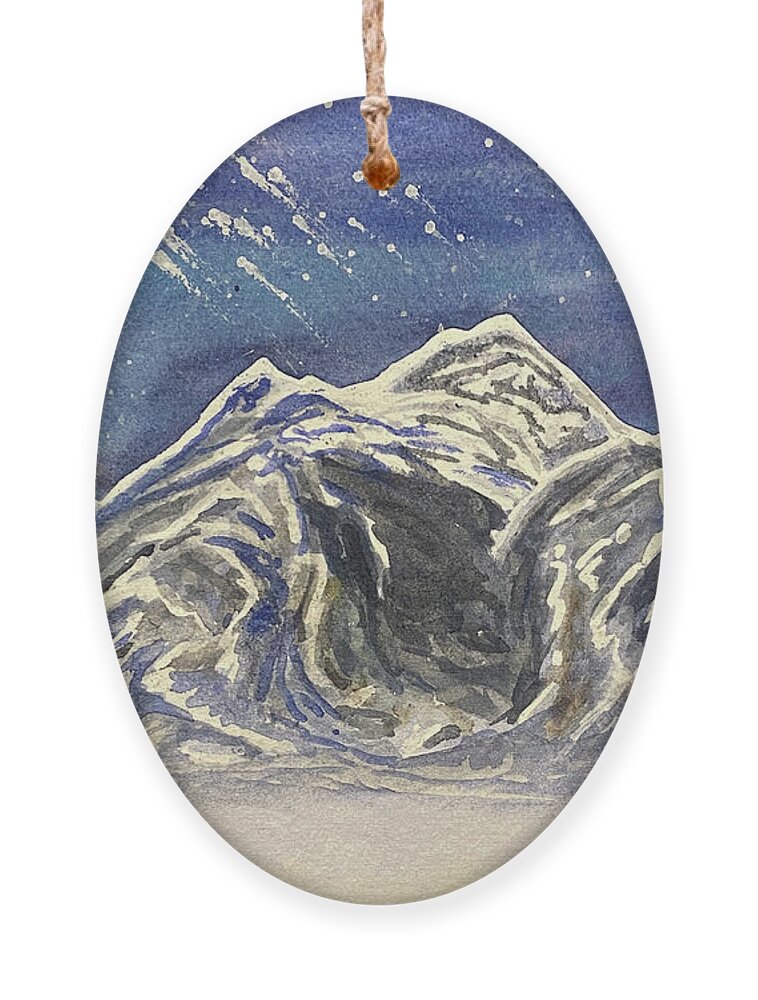 Mt Baker Ornament featuring the painting Twilight Mountain by Lisa Neuman