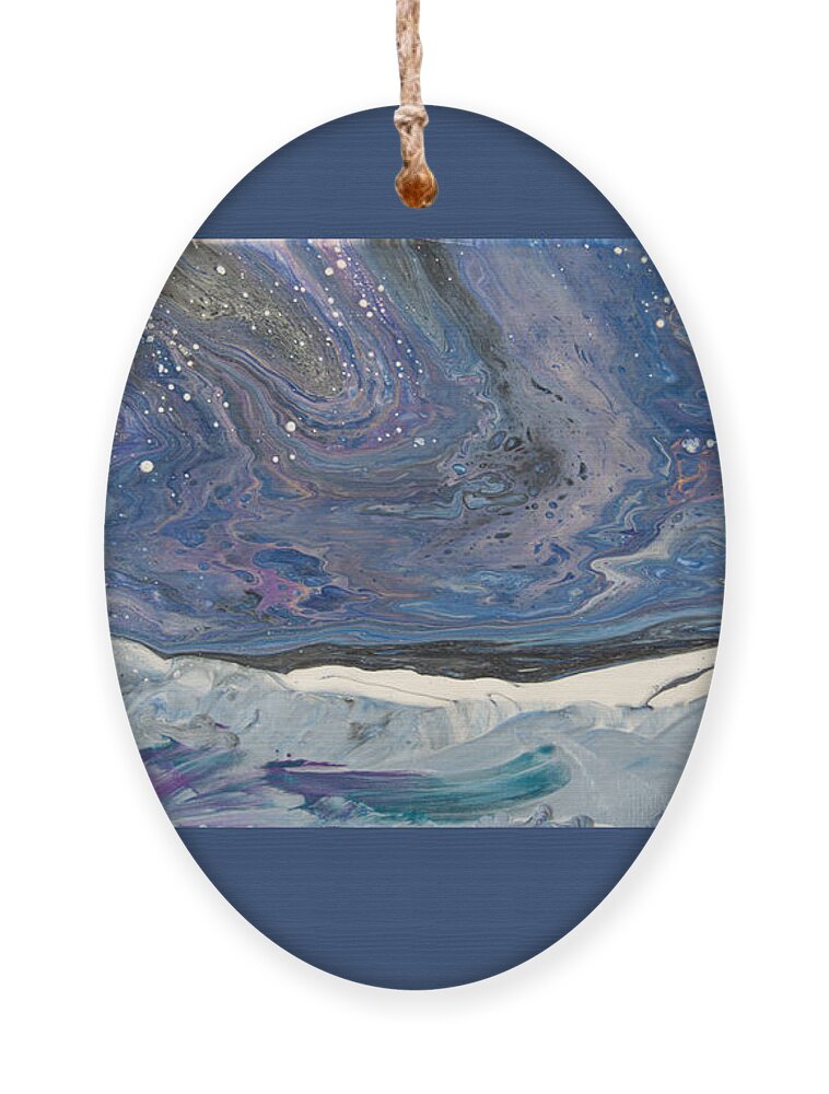 Christmas-card Snowfall -snow Expressionist-snow-scene Winter Ornament featuring the painting Twilight Snowfall 7460 by Priscilla Batzell Expressionist Art Studio Gallery