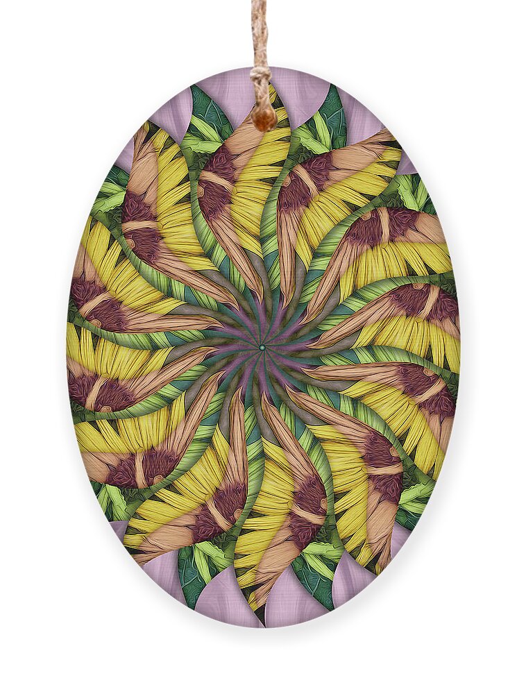 Spin-flower Mandala Ornament featuring the digital art Twirlbloomia Pinkaswirlus by Becky Titus