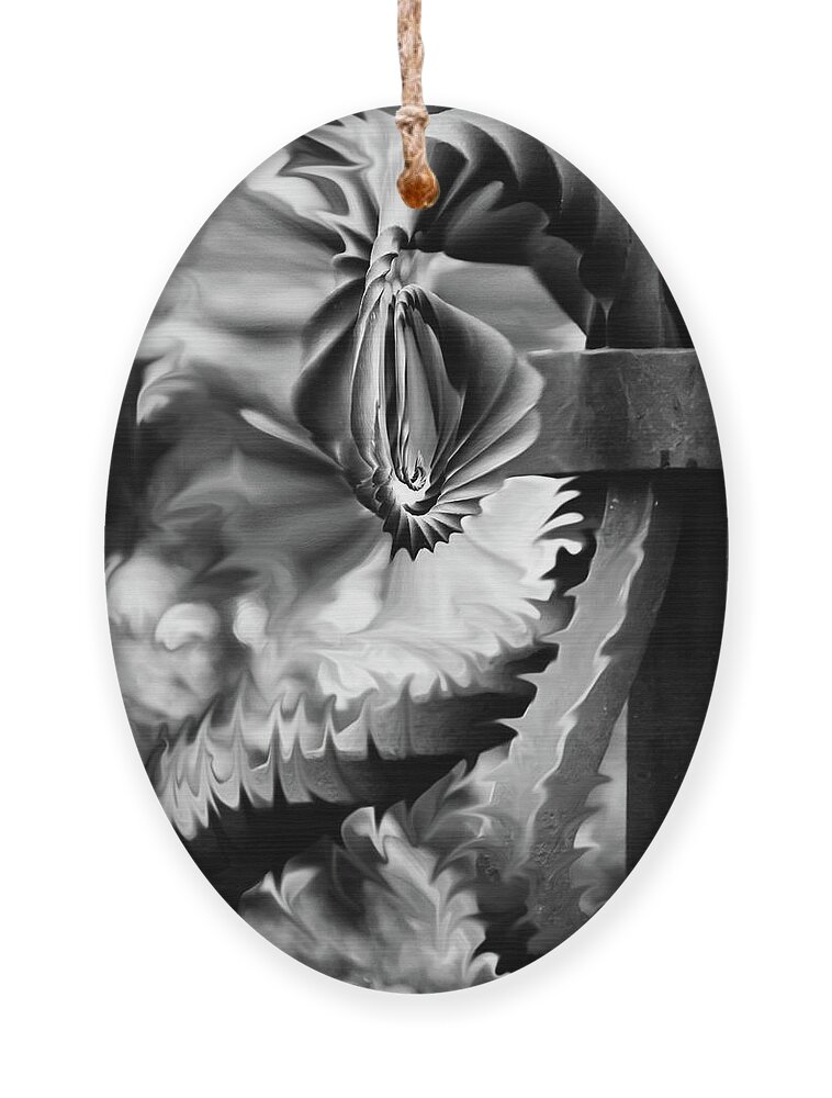 Black And White Ornament featuring the photograph Twisted Metal by Shara Abel