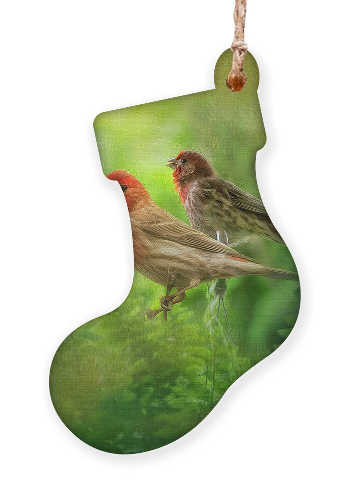 Finch Ornament featuring the photograph Two Little Finches by Shelia Hunt