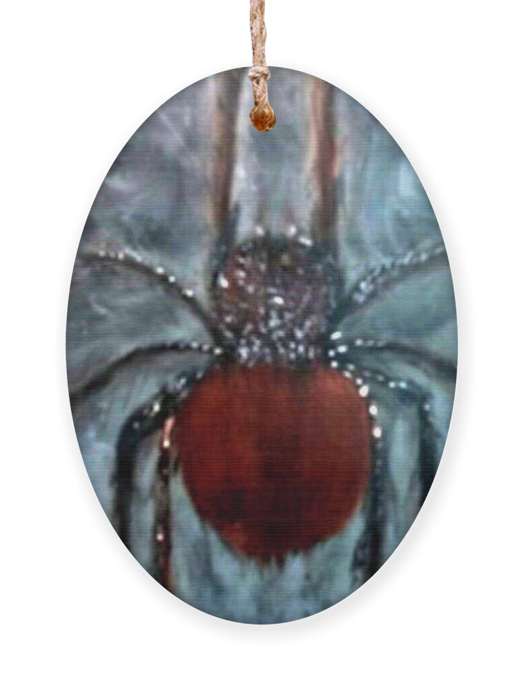 Ugly Ornament featuring the painting Ugly Spider by Anna Adams