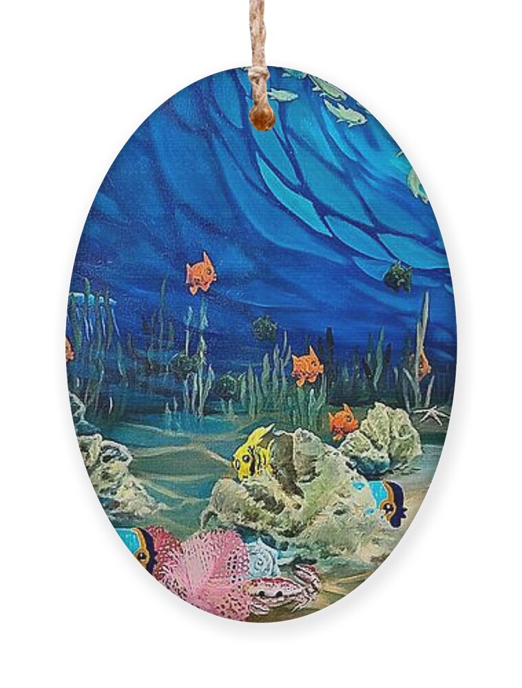 Sea Ornament featuring the painting Under the Sea by Merana Cadorette