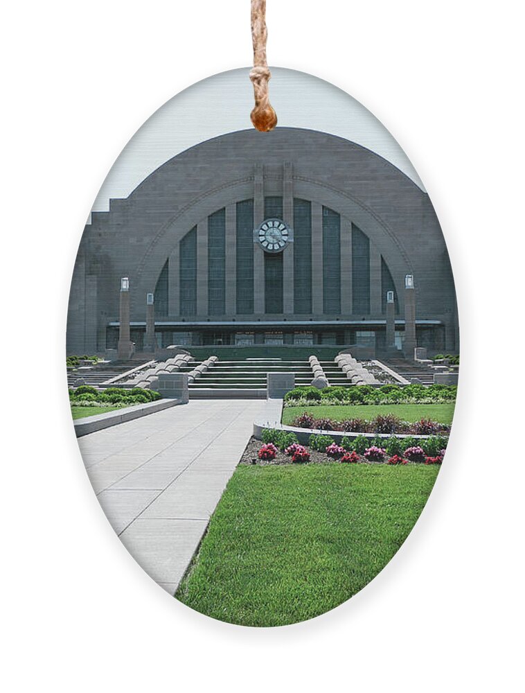 Union Terminal Ornament featuring the photograph Union Terminal and Gardens by Bentley Davis