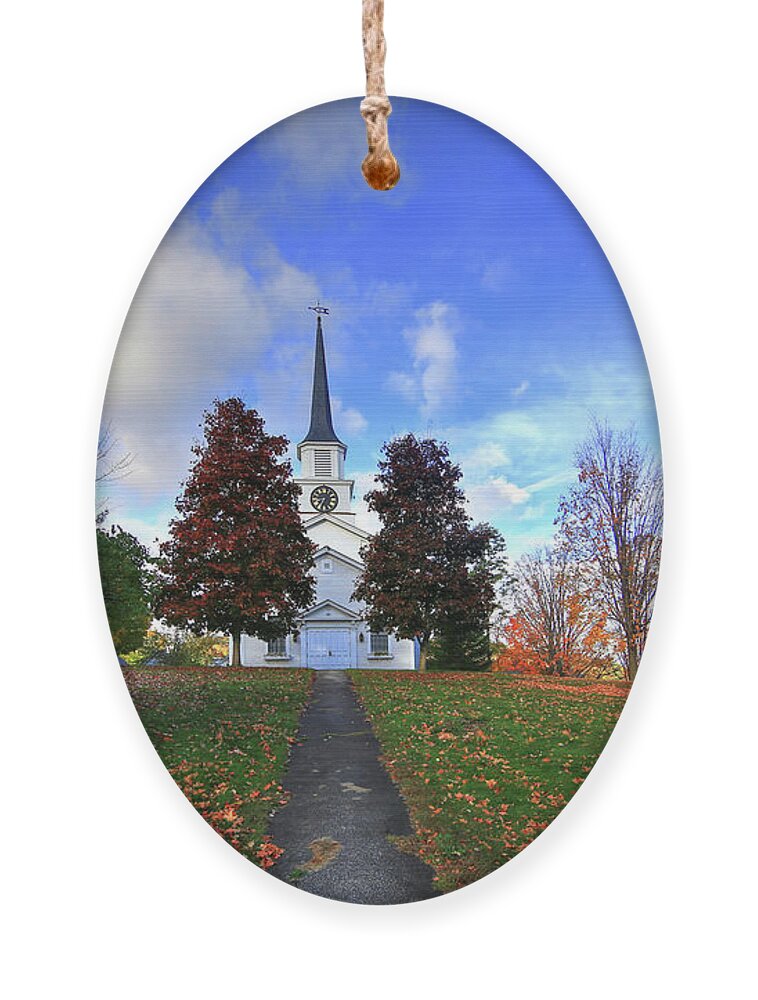 Fine Art Ornament featuring the photograph United Church of Northfield II by Robert Harris