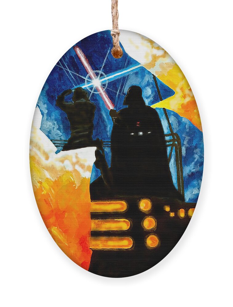 Vader Ornament featuring the painting Vader by Joel Tesch