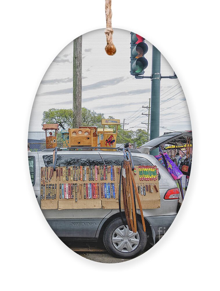 Mardi Gras Indians Ornament featuring the photograph Van of Leather Goods by Kathleen K Parker