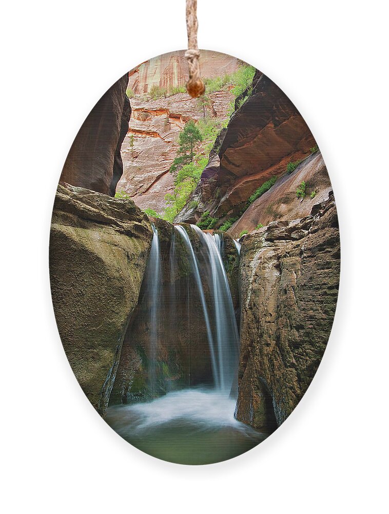 Veiled Falls Narrows Ornament featuring the photograph Veiled Falls by Wesley Aston