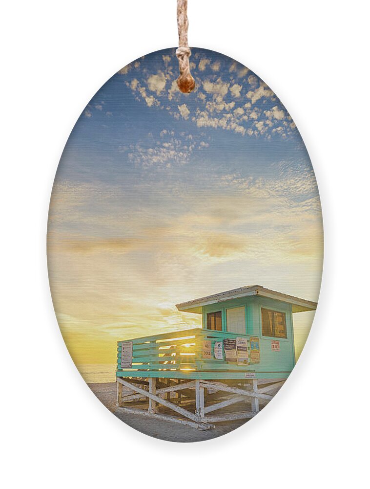 Venice Ornament featuring the photograph Venice Beach At Sunset by Jordan Hill