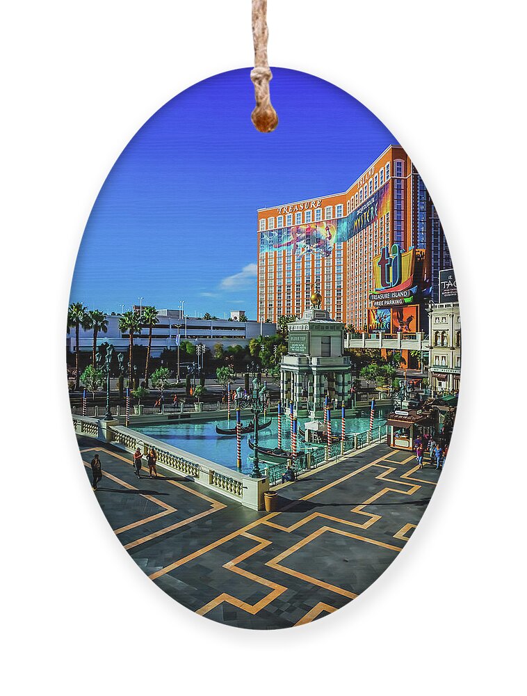 Ornament featuring the photograph View From The Venetian to Treasure Island by Rodney Lee Williams