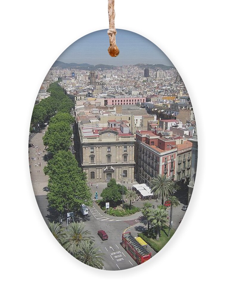 Barcelona Ornament featuring the photograph View of Las Ramblas by Lisa Mutch