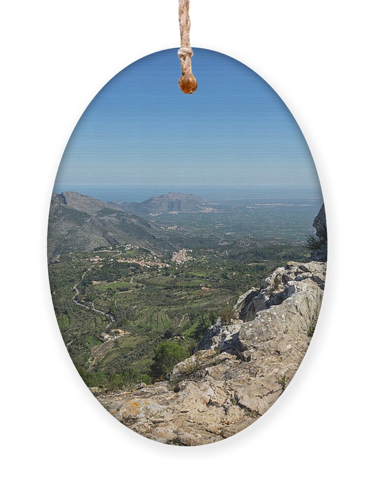 Hike Ornament featuring the photograph Fields and mountains near the Mediterranean coast by Adriana Mueller