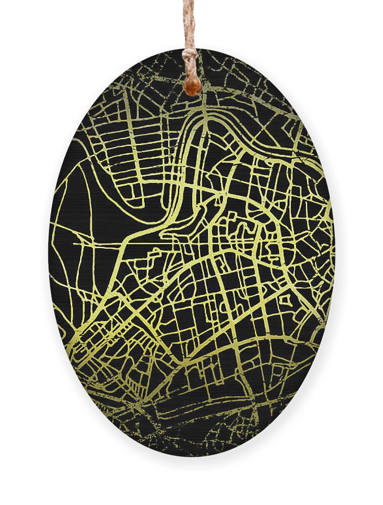 Map Ornament featuring the digital art Vilnius Map in Gold and Black by Sambel Pedes