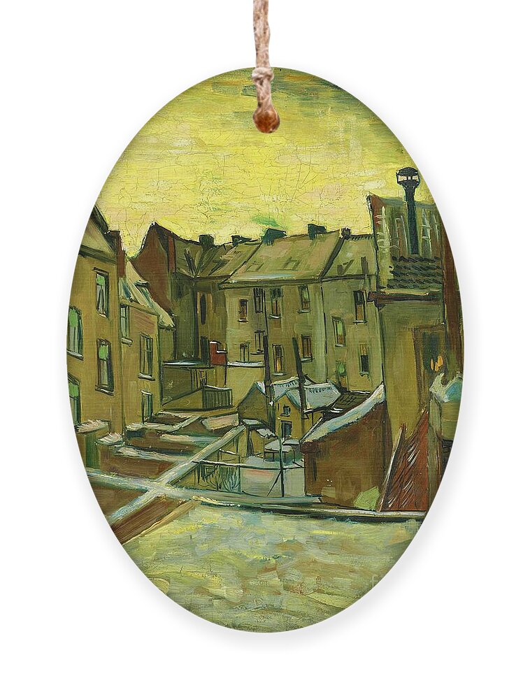 Houses Seen From The Back Ornament featuring the painting Vincent van Gogh - Houses Seen from the Back by Alexandra Arts