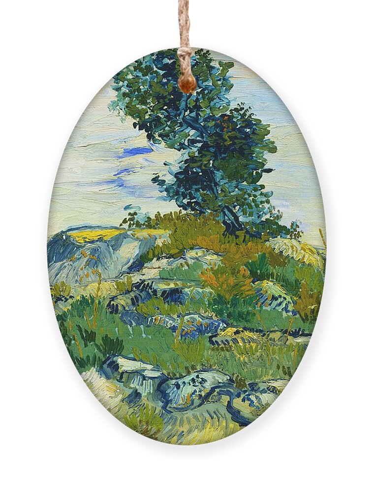 Vincent Van Gogh Rock Of Ages Ornament featuring the painting Vincent van Gogh - The Rocks by Alexandra Arts