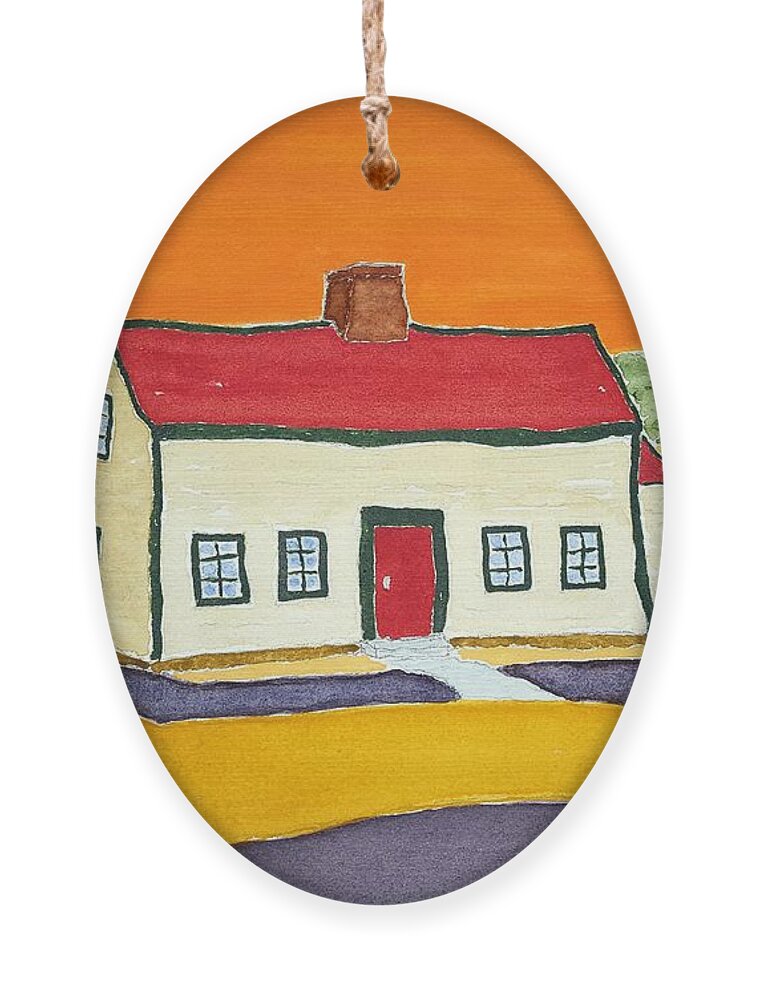 Watercolor Ornament featuring the painting Vincent's Farmhouse by John Klobucher