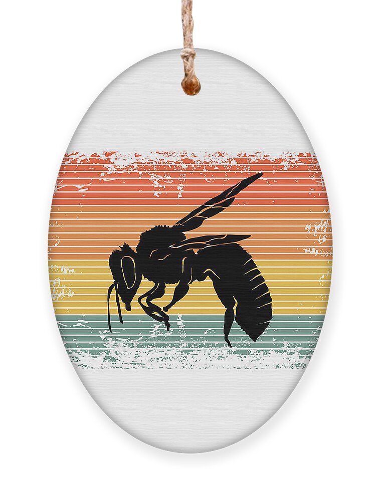 Bee Ornament featuring the digital art Vintage Bee Wasp Insect Gift Idea by J M