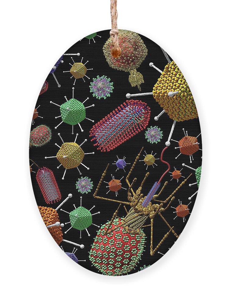 Virus Ornament featuring the digital art Virus Ocean Christmas Coloured Viruses by Russell Kightley