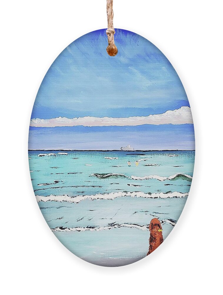Beach Ornament featuring the painting Waiting Along the Shore by Amy Kuenzie