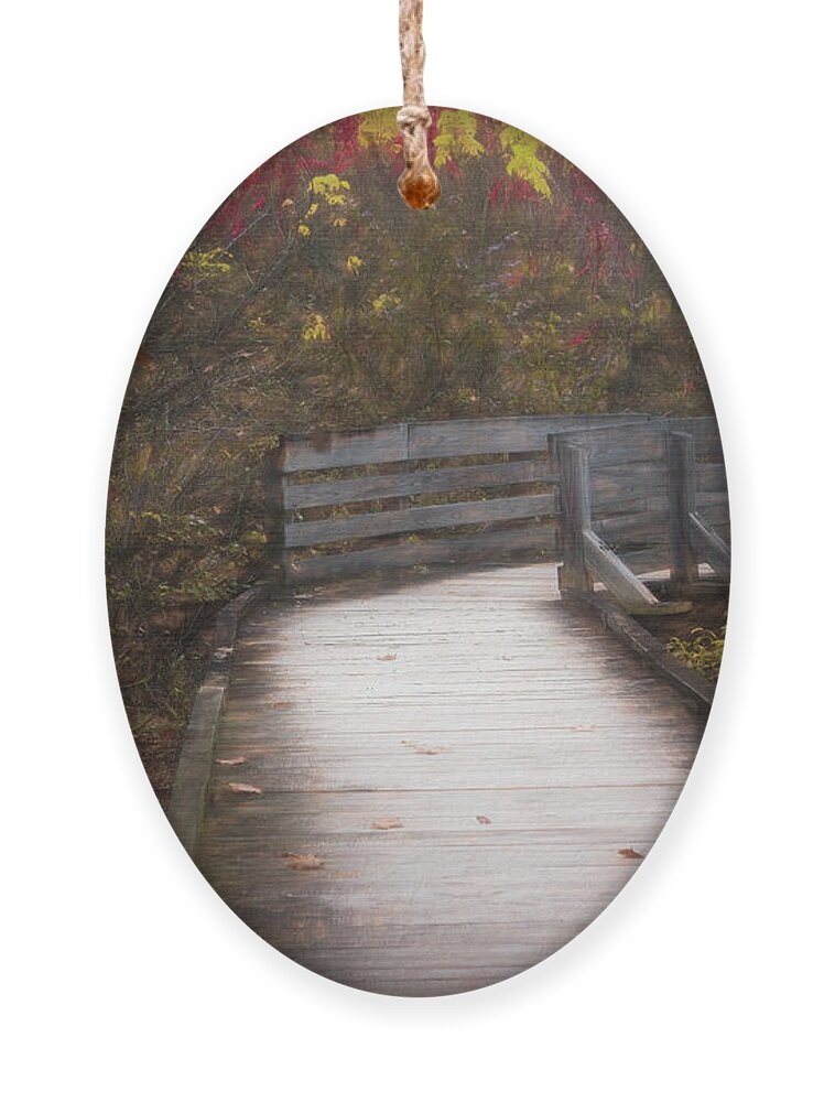 Dock Ornament featuring the photograph Walk into Autumn Beauty Painting by Debra and Dave Vanderlaan