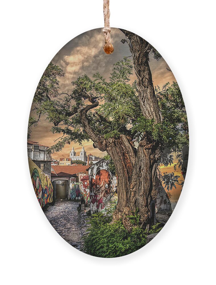 Lisbon Ornament featuring the photograph Walking in history's footsteps by Micah Offman