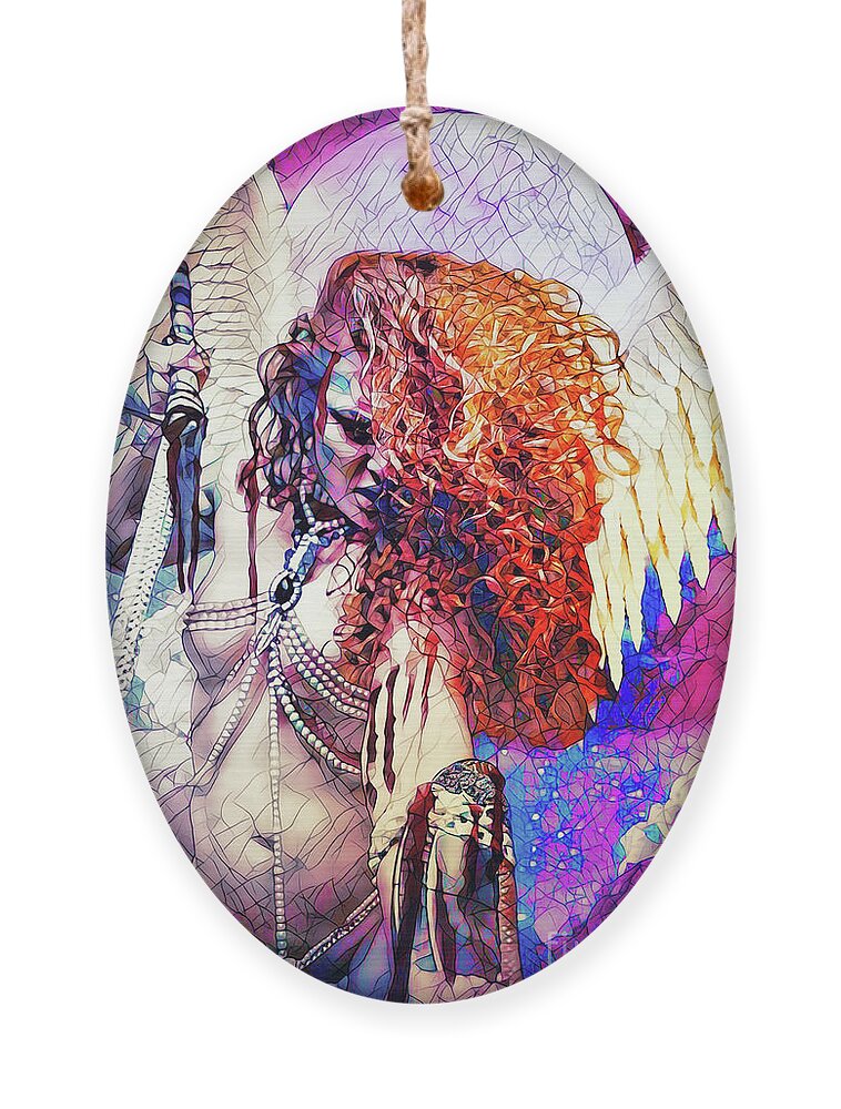 Dark Ornament featuring the digital art War Angel Stained Glass by Recreating Creation