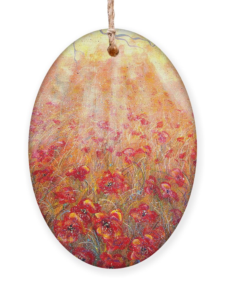 Landscape Ornament featuring the painting Warm Sun Rays by Natalie Holland