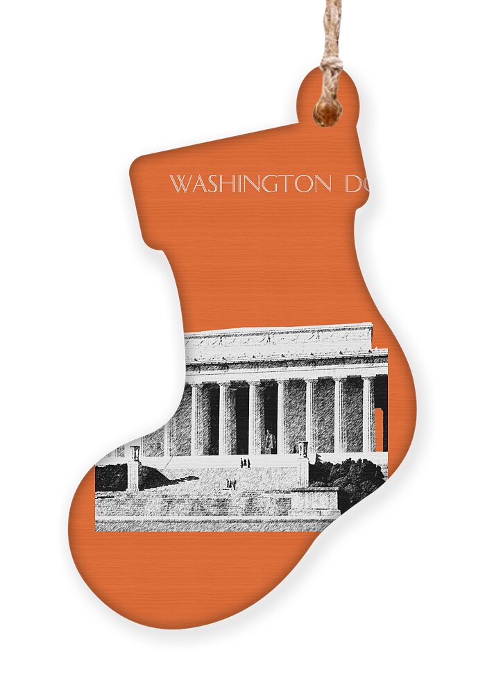 Architecture Ornament featuring the digital art Washington DC Skyline Lincoln Memorial - Coral by DB Artist