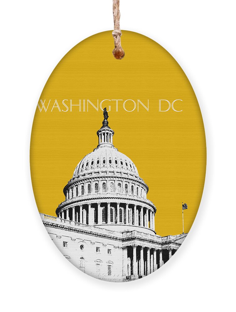 Architecture Ornament featuring the digital art Washington DC Skyline The Capital Building - Gold by DB Artist