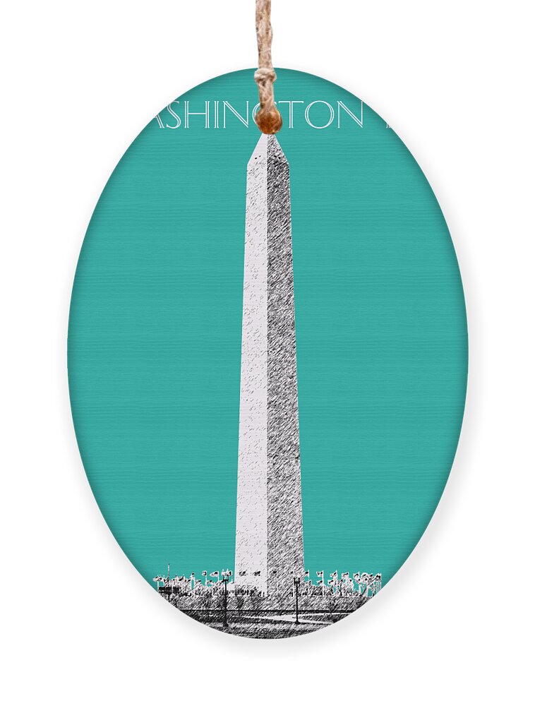 Architecture Ornament featuring the digital art Washington DC Skyline Washington Monument - Teal by DB Artist