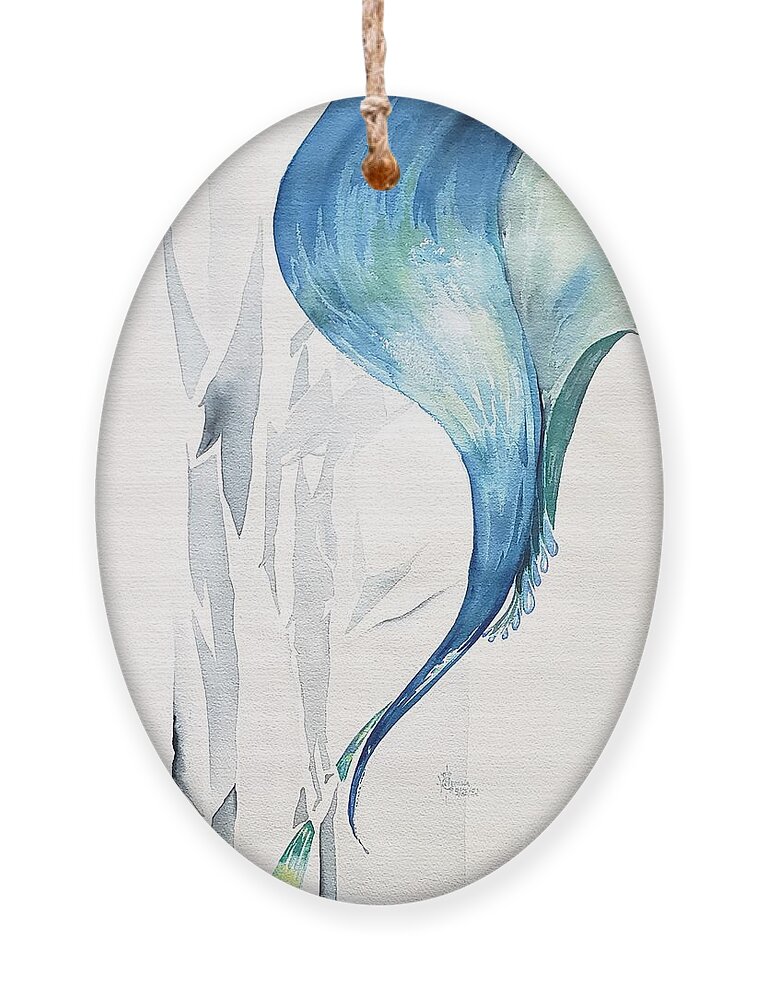 Tsunami Ornament featuring the painting Water Worry by Merana Cadorette