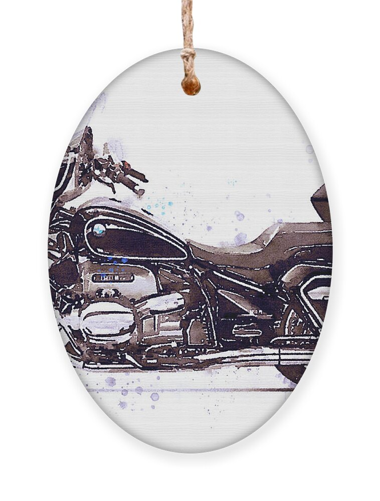 Motorcycle Ornament featuring the painting Watercolor BMW R18 Transcontinental motorcycle - oryginal artwork by Vart. by Vart