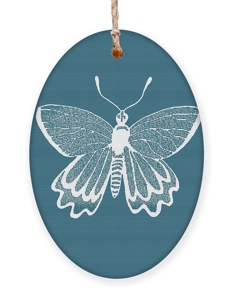 Butterfly Ornament featuring the painting Watercolor Butterfly In Teal Blue Sky XVII by Irina Sztukowski