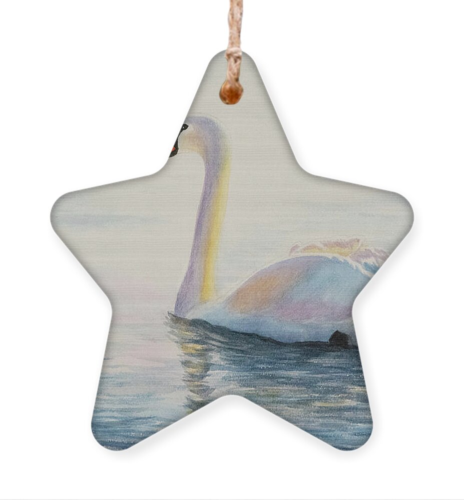 Nature Ornament featuring the painting Watercolor Swan by Linda Shannon Morgan