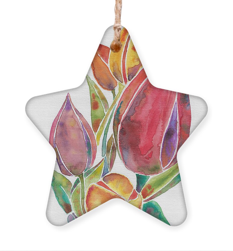 Abstract Ornament featuring the painting Watercolor Tulips by Kristye Dudley