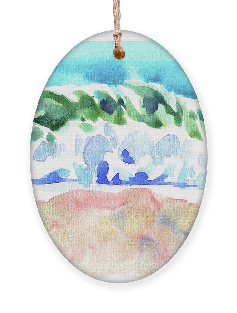 Watercolor Ornament featuring the digital art Watercolor Wave On Sea Painting by Sambel Pedes