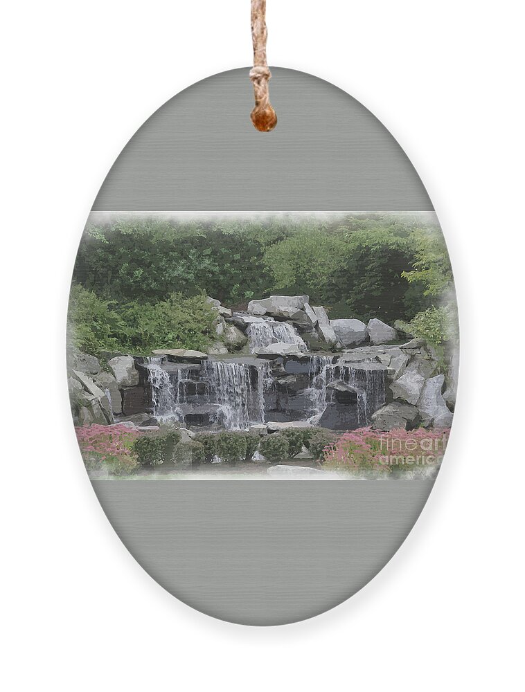 Waterfalls Ornament featuring the digital art Waterfalls Within The Garden by Kirt Tisdale