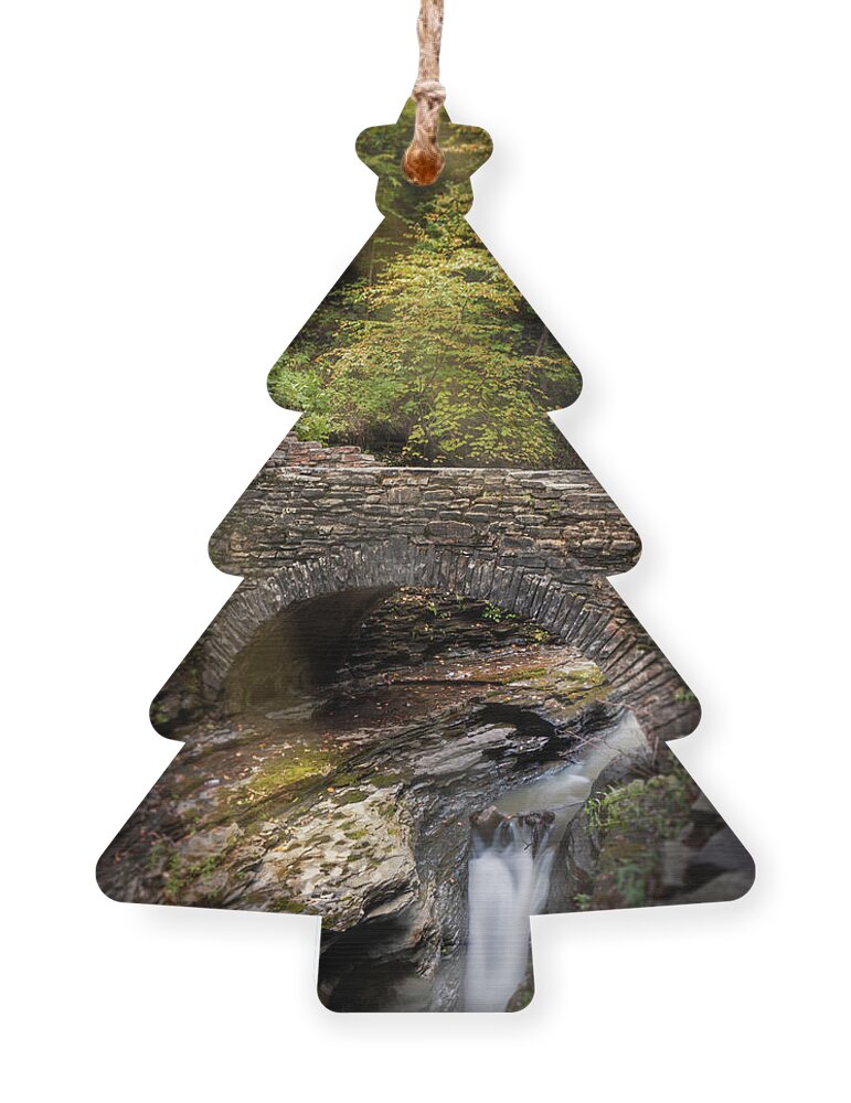 Watkins Ornament featuring the photograph Watkins Glen Bridge by Amanda Jones