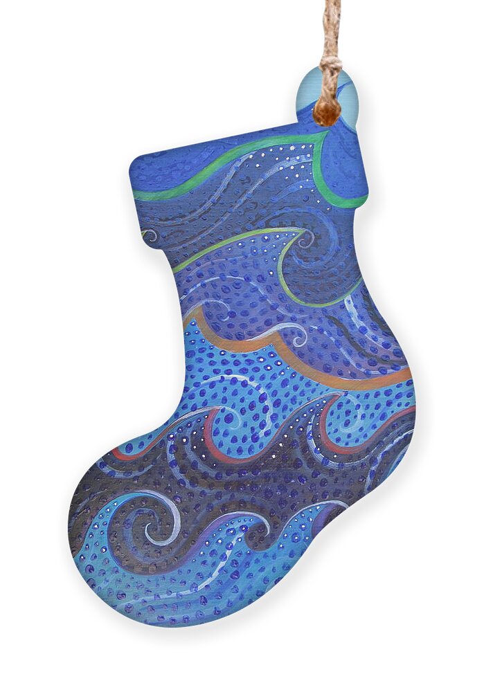 Waves And Swirls Ornament featuring the painting Waves and Swirls by Helena Tiainen