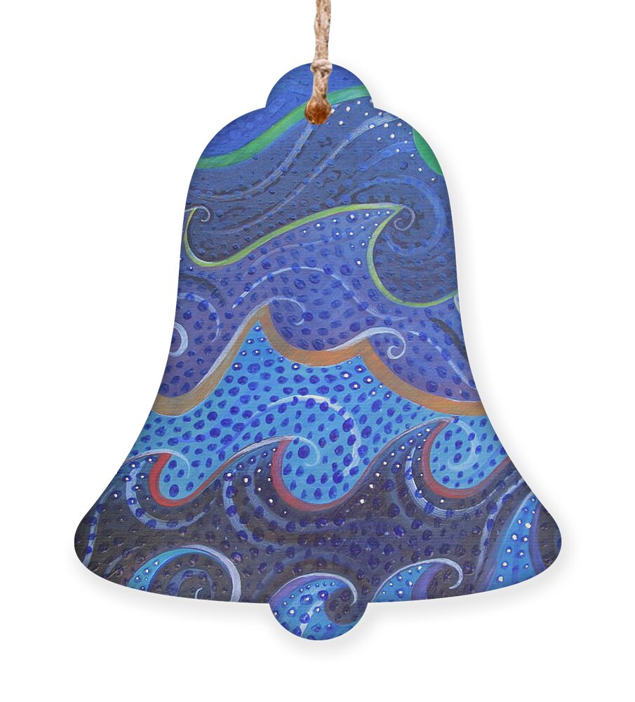 Waves And Swirls Ornament featuring the painting Waves and Swirls by Helena Tiainen