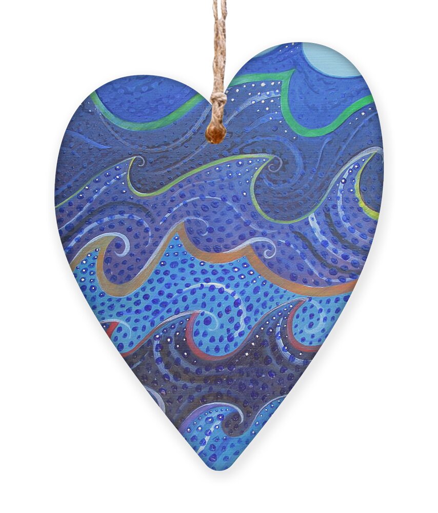 Waves And Swirls Ornament featuring the painting Waves and Swirls by Helena Tiainen