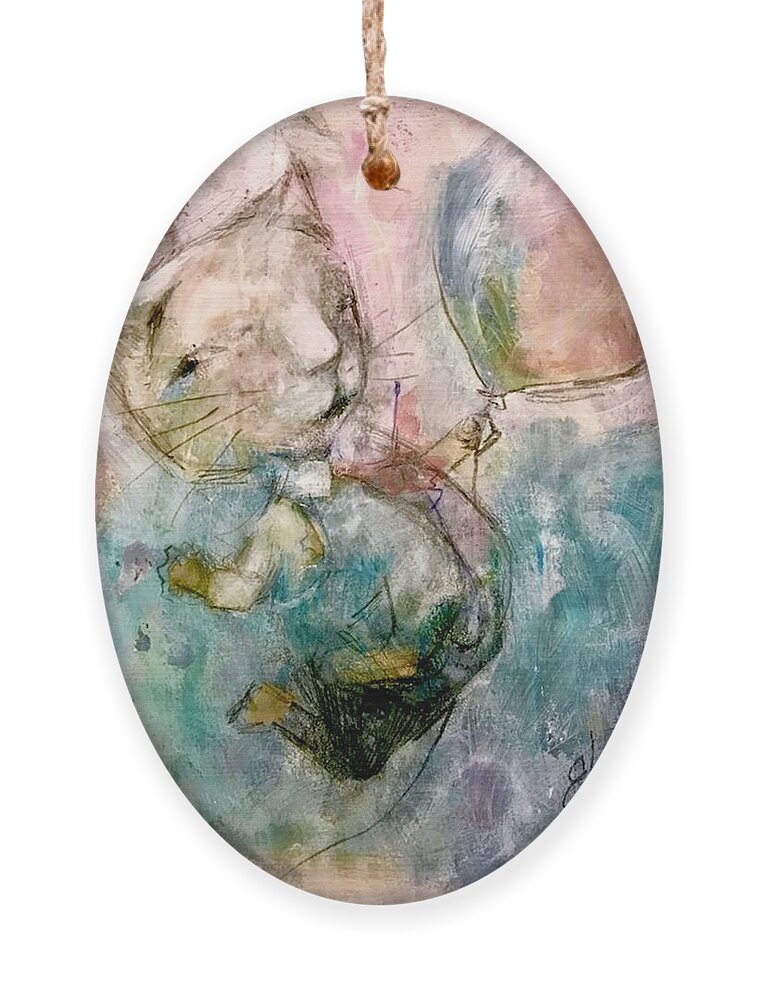 Unique Whimsical Art Ornament featuring the mixed media Way Up High by Eleatta Diver