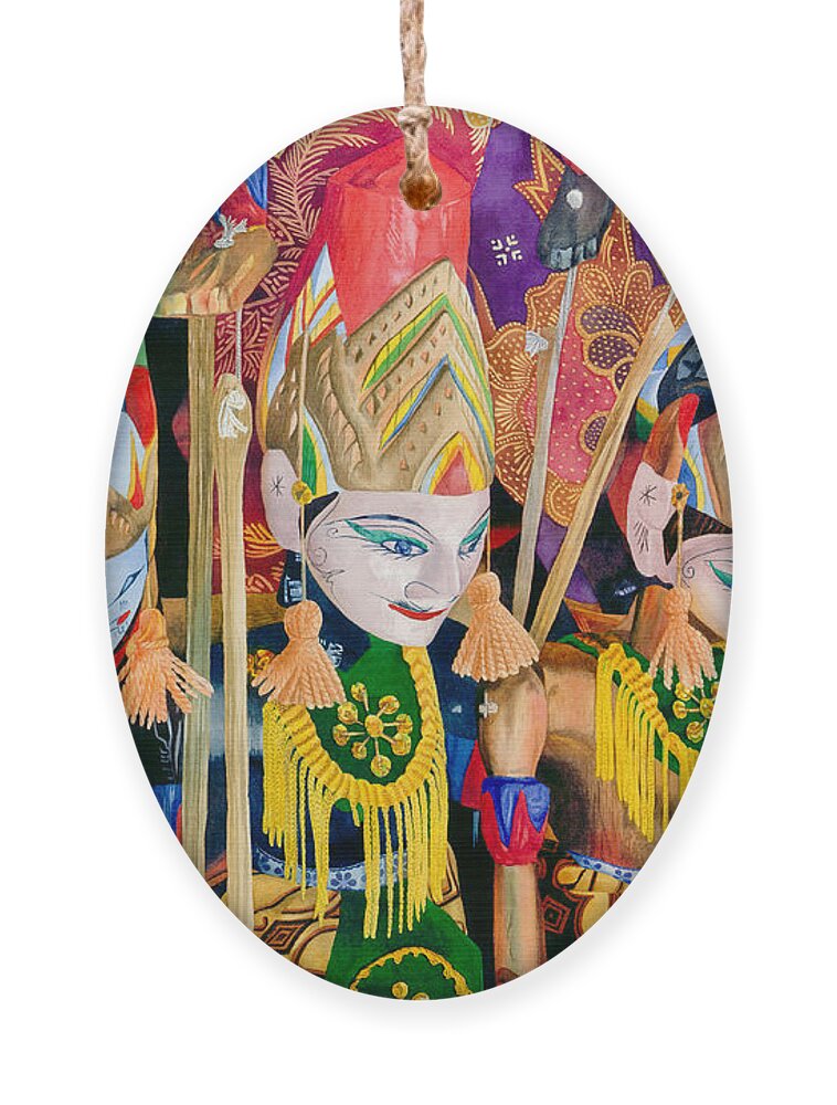 Wayang Golek Ornament featuring the painting Wayang Golek by Espero Art