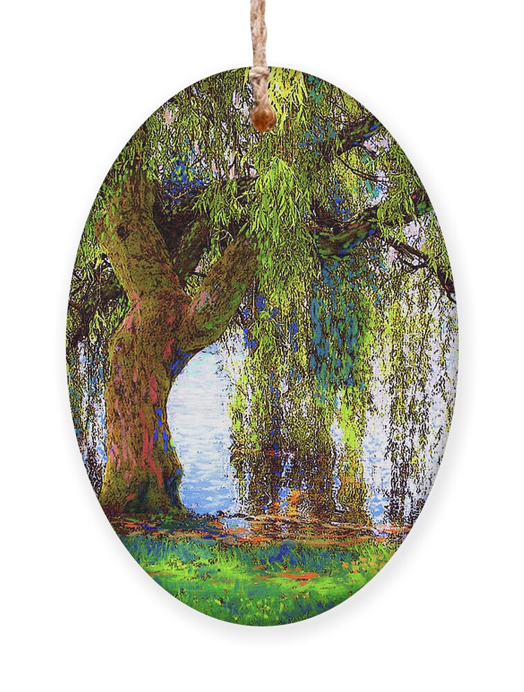 Landscape Ornament featuring the painting Weeping Willow by Jane Small