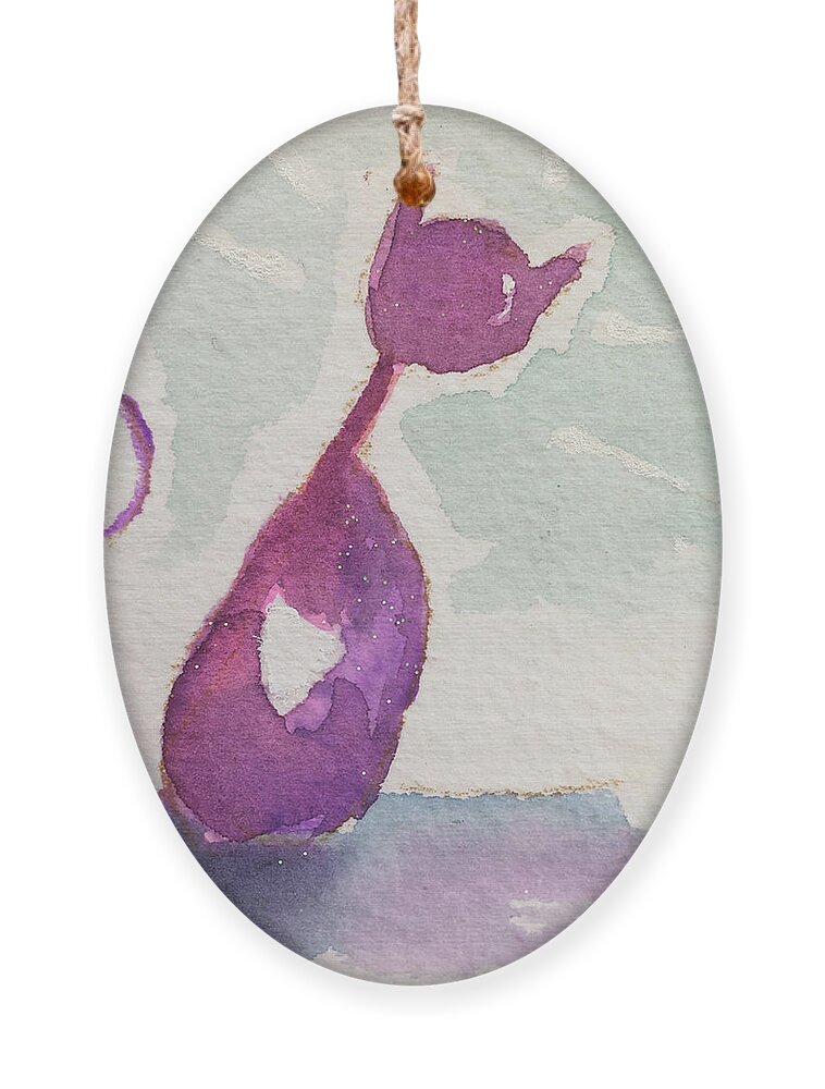 Whimsy Ornament featuring the painting Whimsy Kitty 11 by Roxy Rich