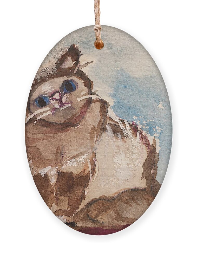 Whimsy Ornament featuring the painting Whimsy Kitty 3 by Roxy Rich