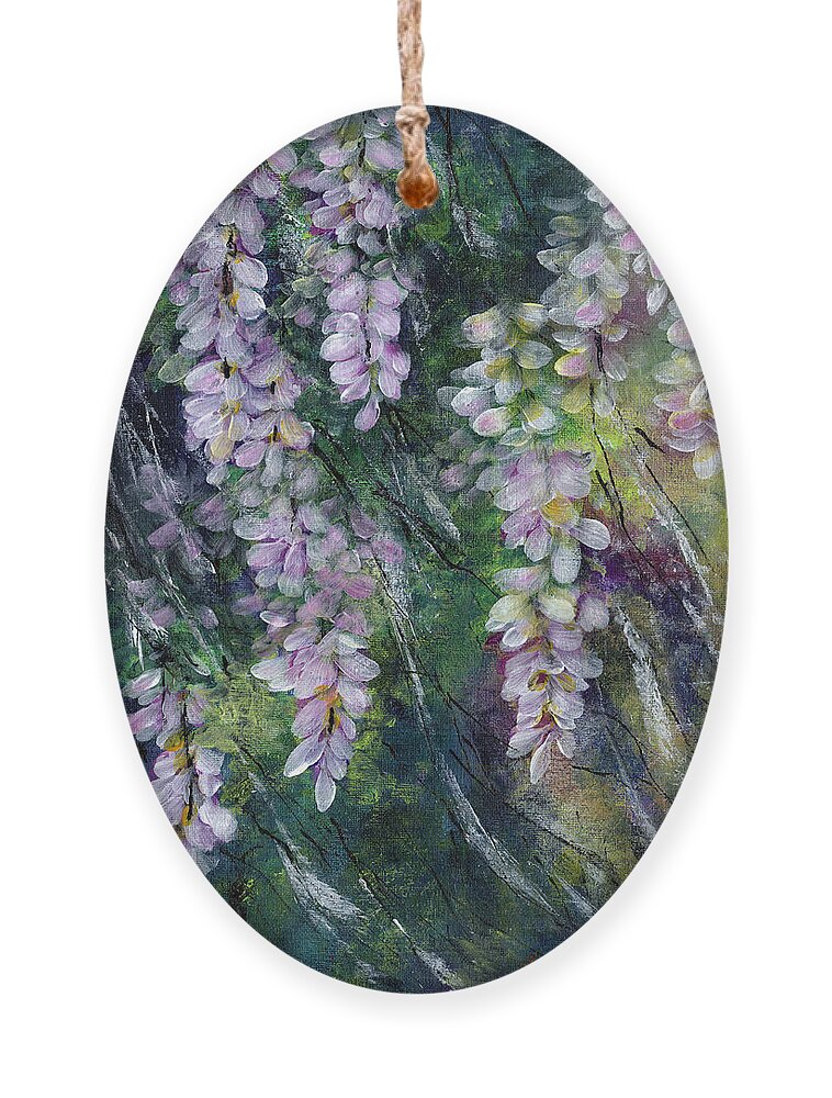 Wisteria Ornament featuring the painting Whispers in the Wind by Charlene Fuhrman-Schulz