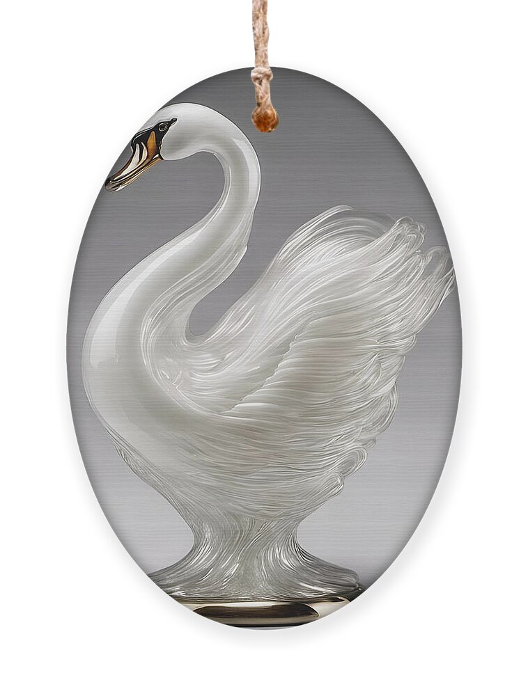 Glass Blown Ornament featuring the photograph White Glass Swan by Cate Franklyn