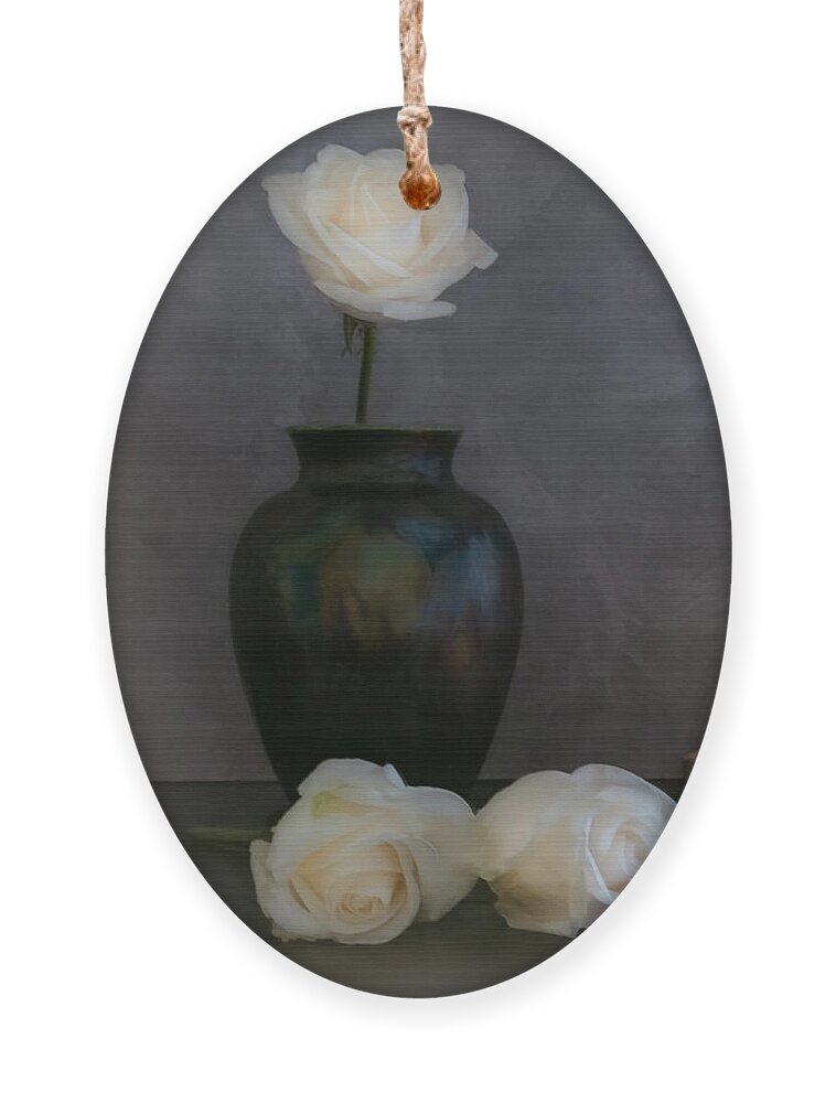 White Roses Ornament featuring the photograph White Roses by Sylvia Goldkranz