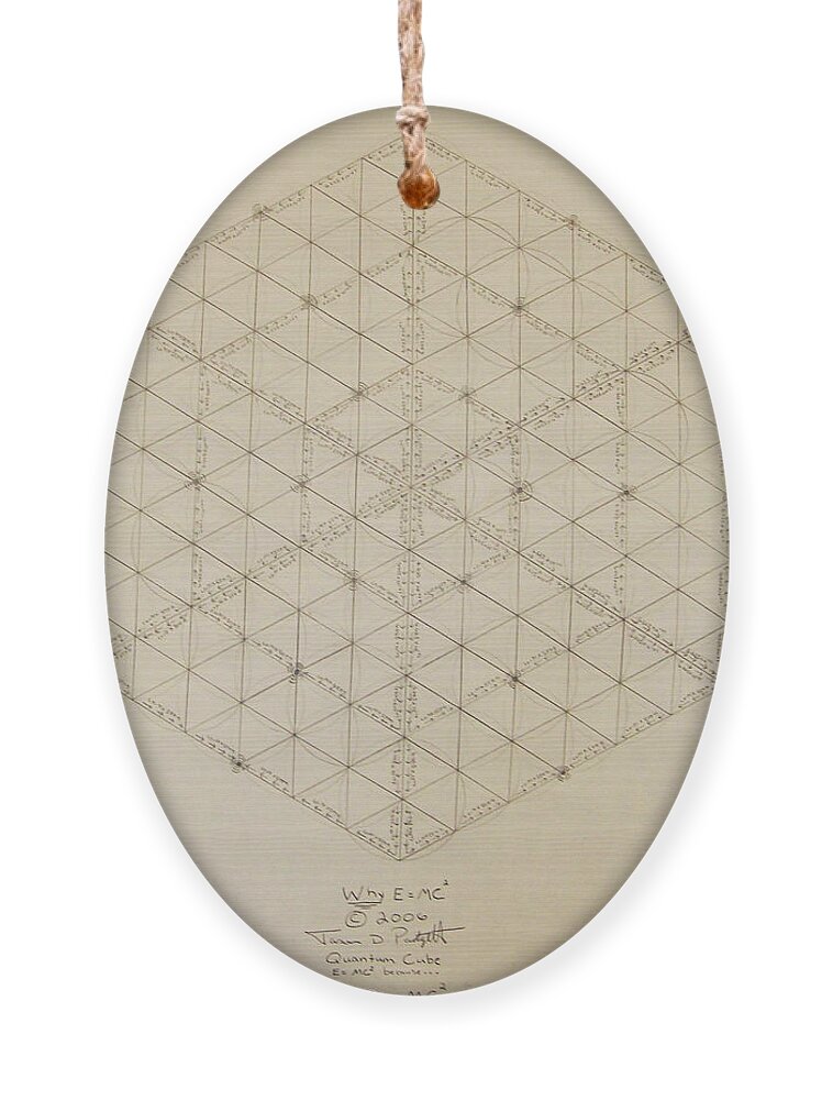 E=mc2 Ornament featuring the drawing Why E equals MC2 by Jason Padgett